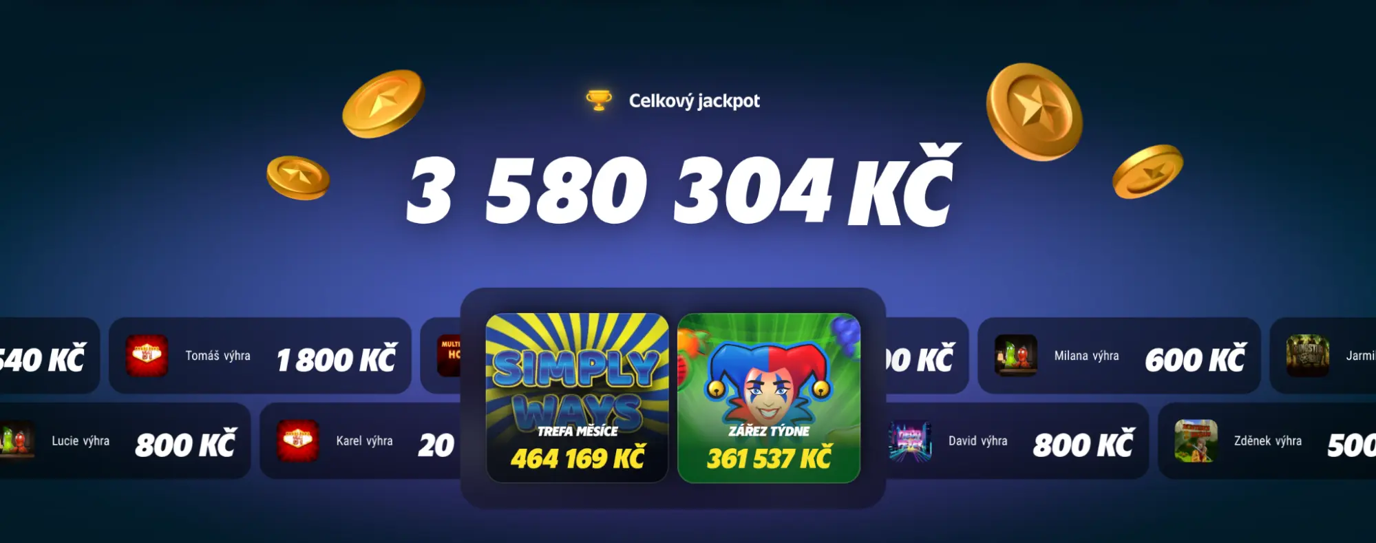 Výherní jackpoty: Simply Ways trefa měsíce 464 169 Kč, Zářez týdne 361 537 Kč – Celkem 3 580 304 Kč Celkový jackpot přes 3 580 000 Kč – Největší výhry měsíce ve hrách Simply Ways a Zářez Týdne
